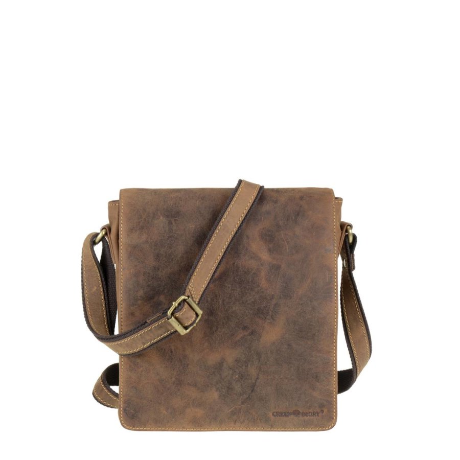 Umhängetasche Leder 23x26cm 'Vintage' antikbraun Greenburry 1636-25