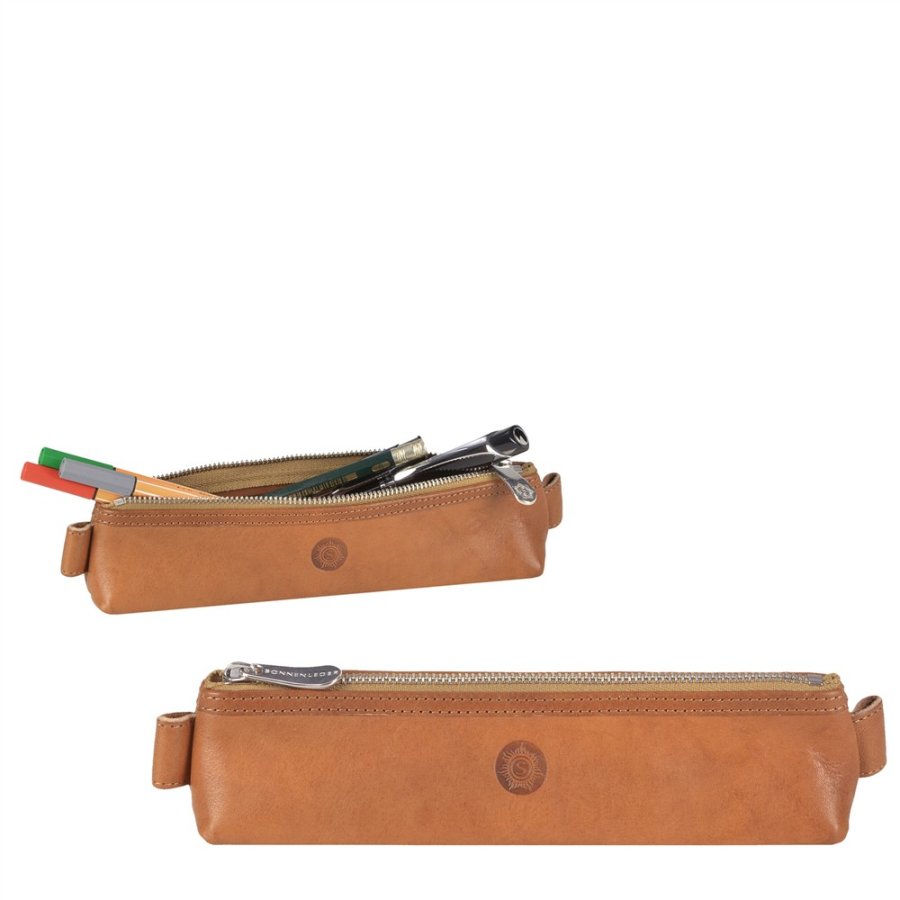 Federmäppchen Leder 19x5cm klein 'Kafka' naturbraun Sonnenleder