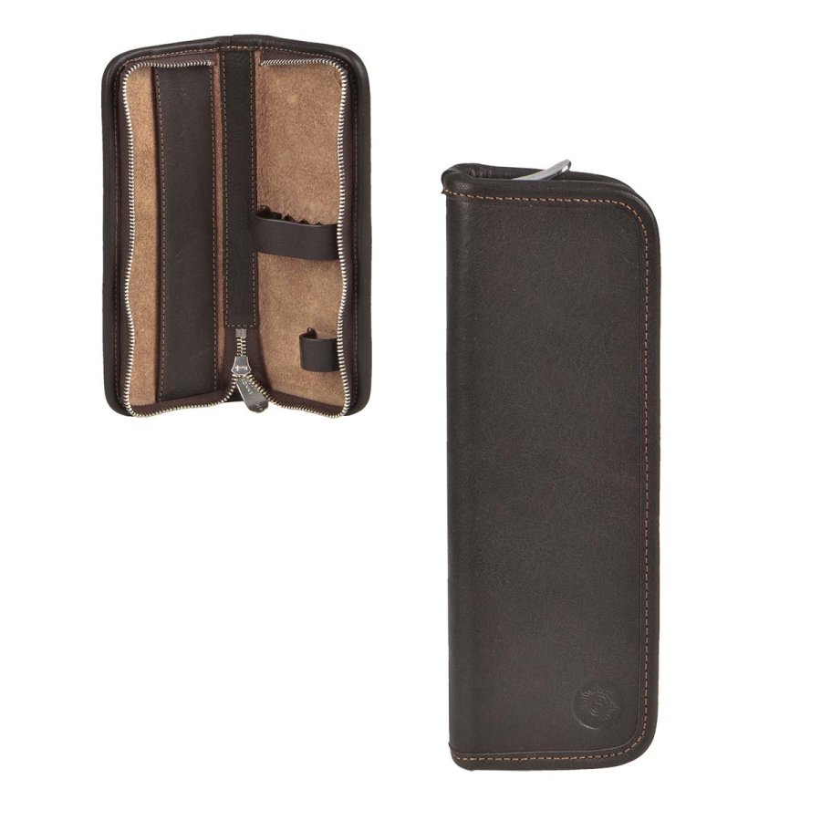 Federmäppchen Leder 19x7cm 'Böll' für 5 Stifte mocca Sonnenleder