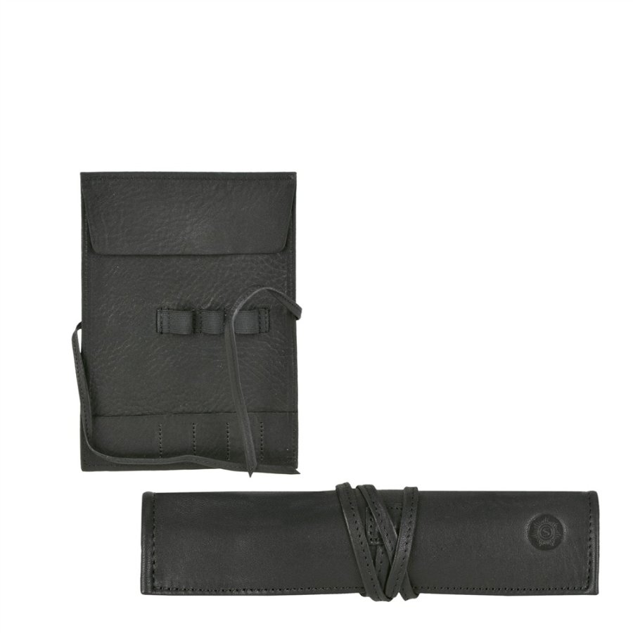 Stiftrolle Leder 13x19cm 'Kästner' für 3 Stifte schwarz Sonnenleder