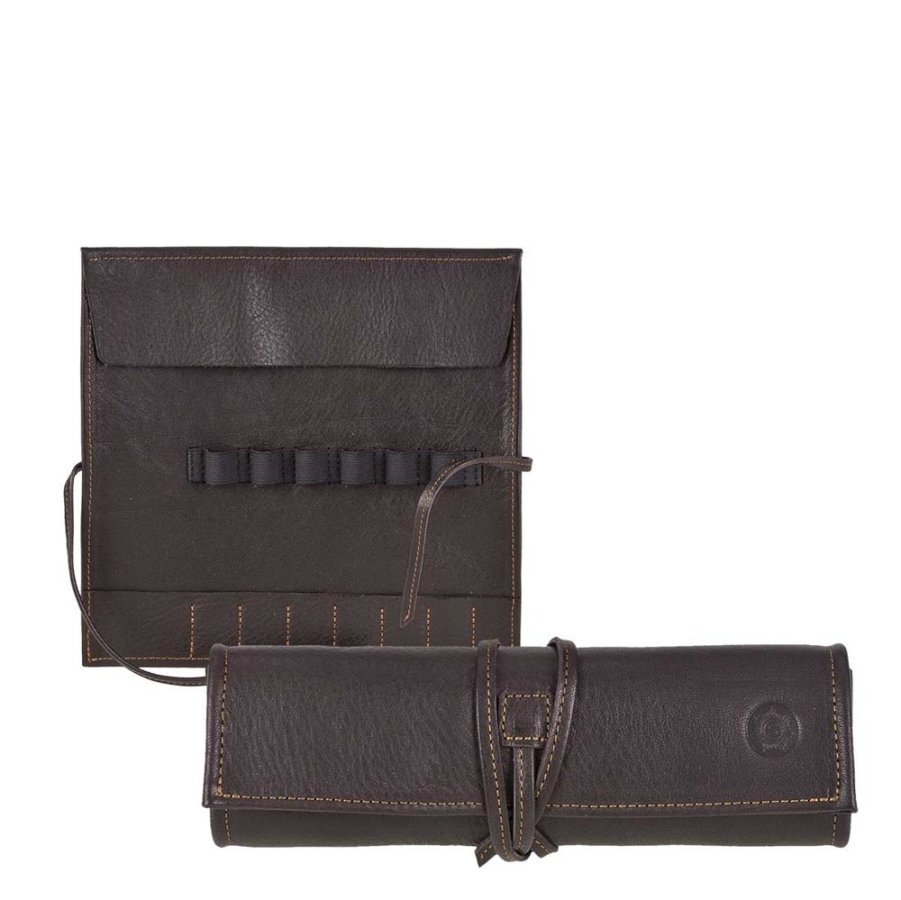 Stiftrolle Leder 19x19cm 'Fichte' für 6 Stifte mocca Sonnenleder