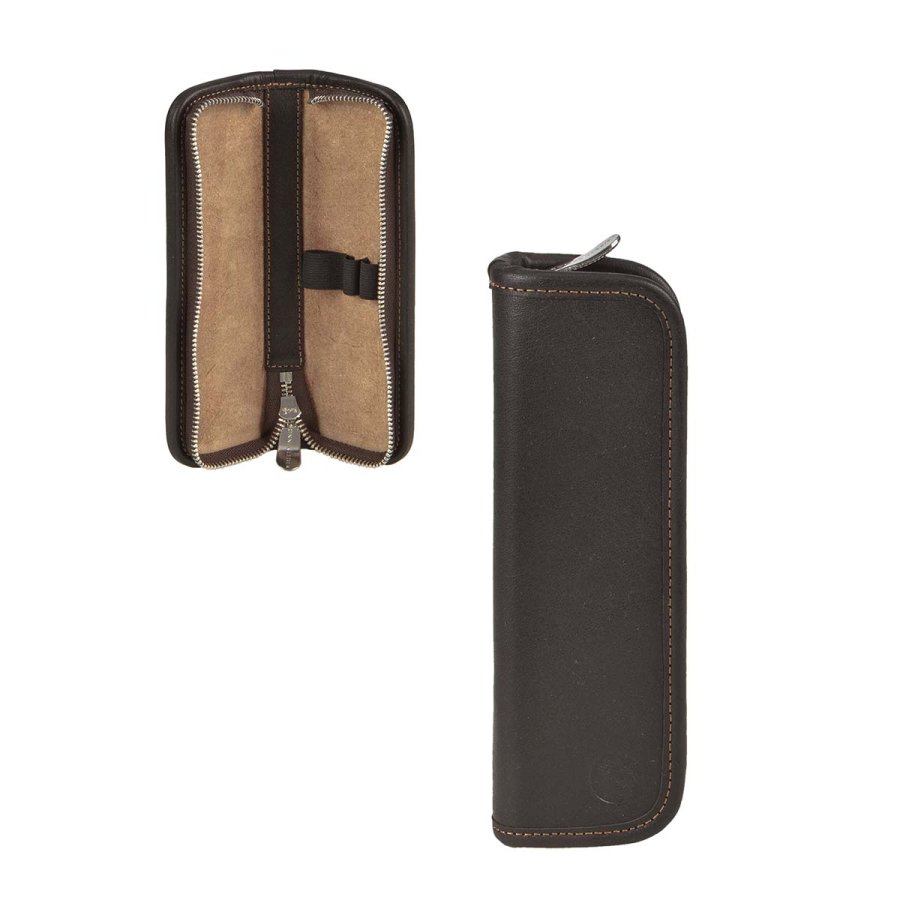 Federmäppchen Leder 16x5cm 'Richter' für 3 Stifte mocca Sonnenleder