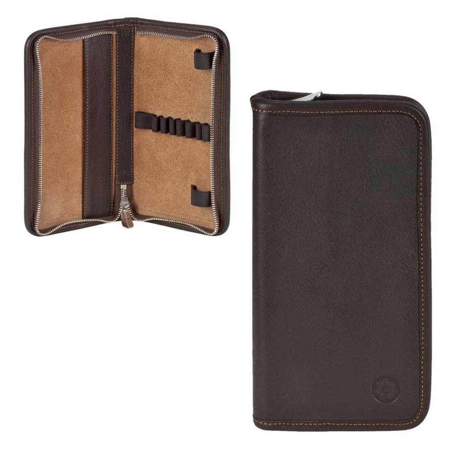 Federmäppchen Leder 19x10cm 'Nietzsche' für 6 Stifte mocca Sonnenleder