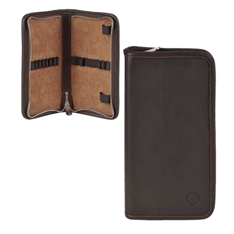 Federmäppchen Leder 19x10cm 'Novalis' für 10 Stifte mocca Sonnenleder