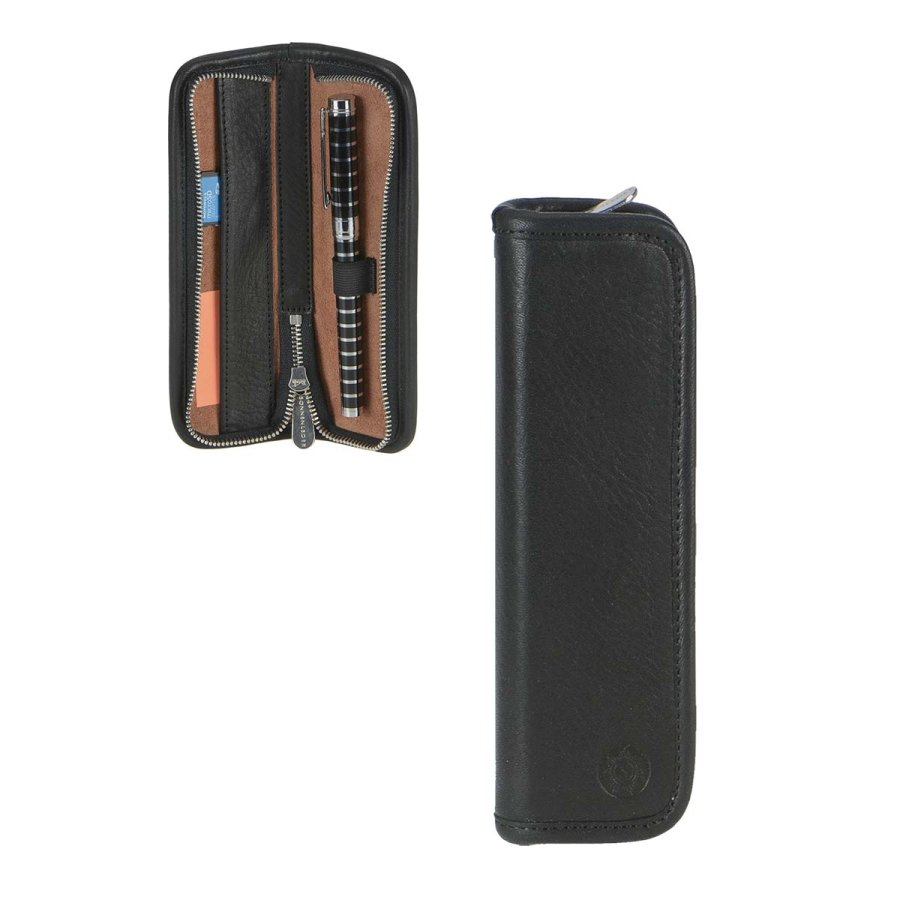 Federmäppchen Leder 17x5cm 'Kant' für 1 Füller schwarz Sonnenleder