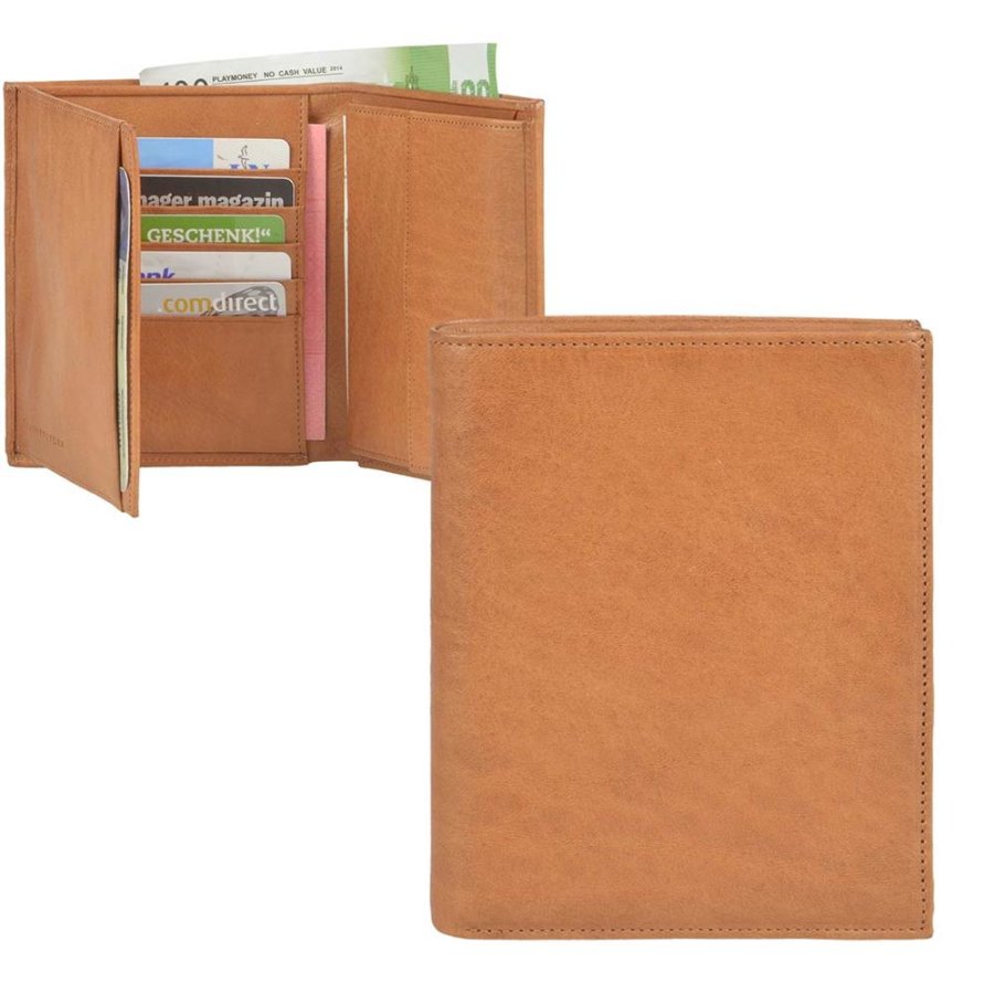 Geldbörse Leder 10x13cm 'Donau' naturbraun Sonnenleder 822-130-01