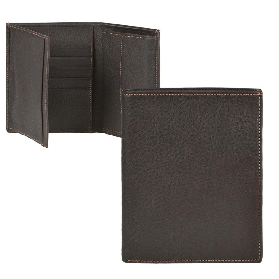 Herren Geldbörse Hochformat Leder mocca 10x13cm | Sonnenleder Donau. Ein klassischer Organizer für Karten & Dokumente in edler Verarbeitung.