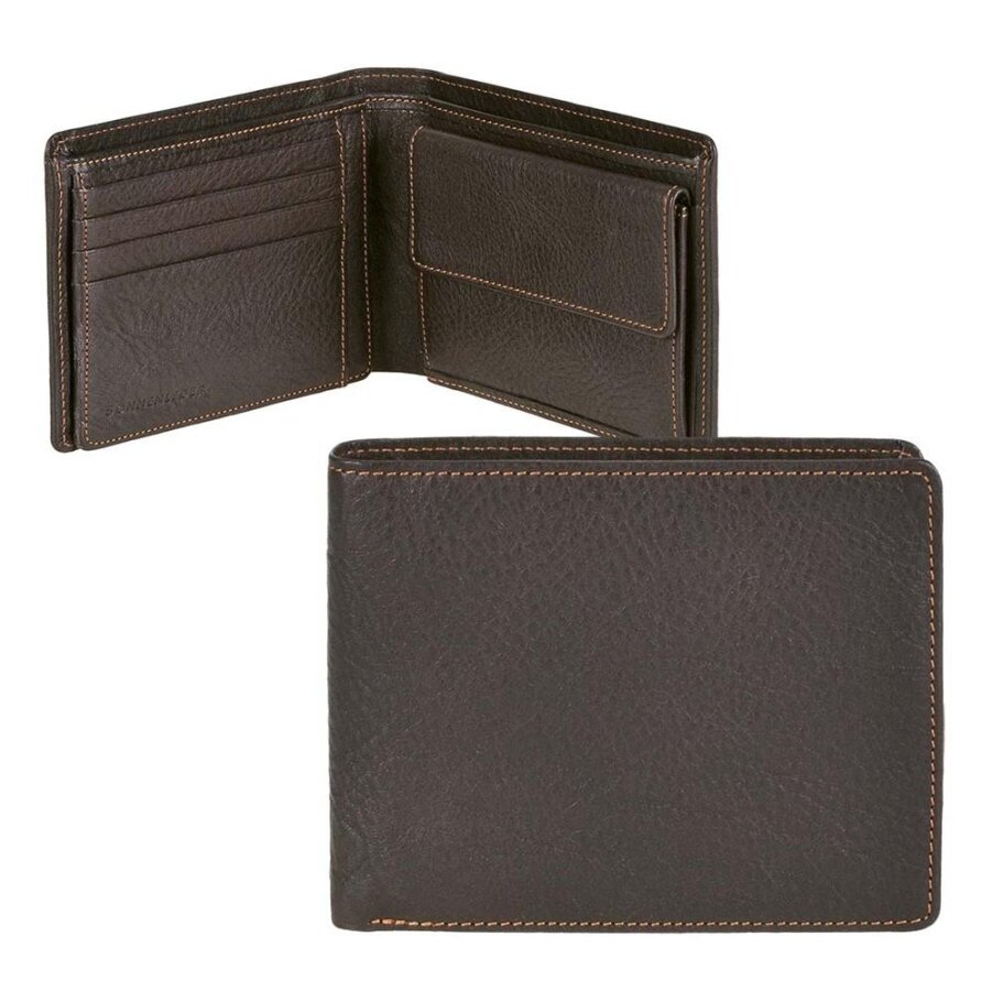 Herren Geldbörse Querformat Leder mocca 12,5x10cm | Sonnenleder Main. Ein zeitloser Organizer für Ihre Finanzen in hochwertiger Verarbeitung.