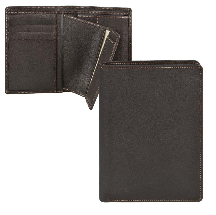 Herren Geldbörse Hochformat Leder mocca 10x13,5cm | Sonnenleder Rhein. Flexibler Organizer mit herausnehmbarem Etui in edler Verarbeitung.