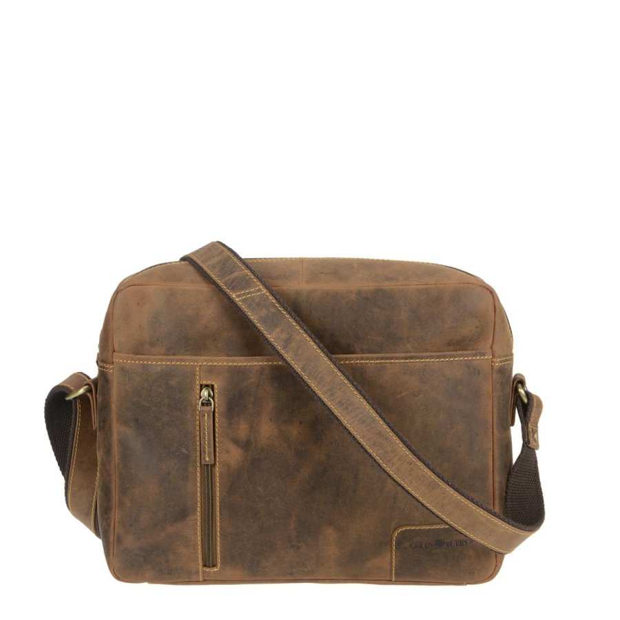 Umhängetasche Leder 32x25cm 'Vintage' antikbraun Greenburry 1653-25