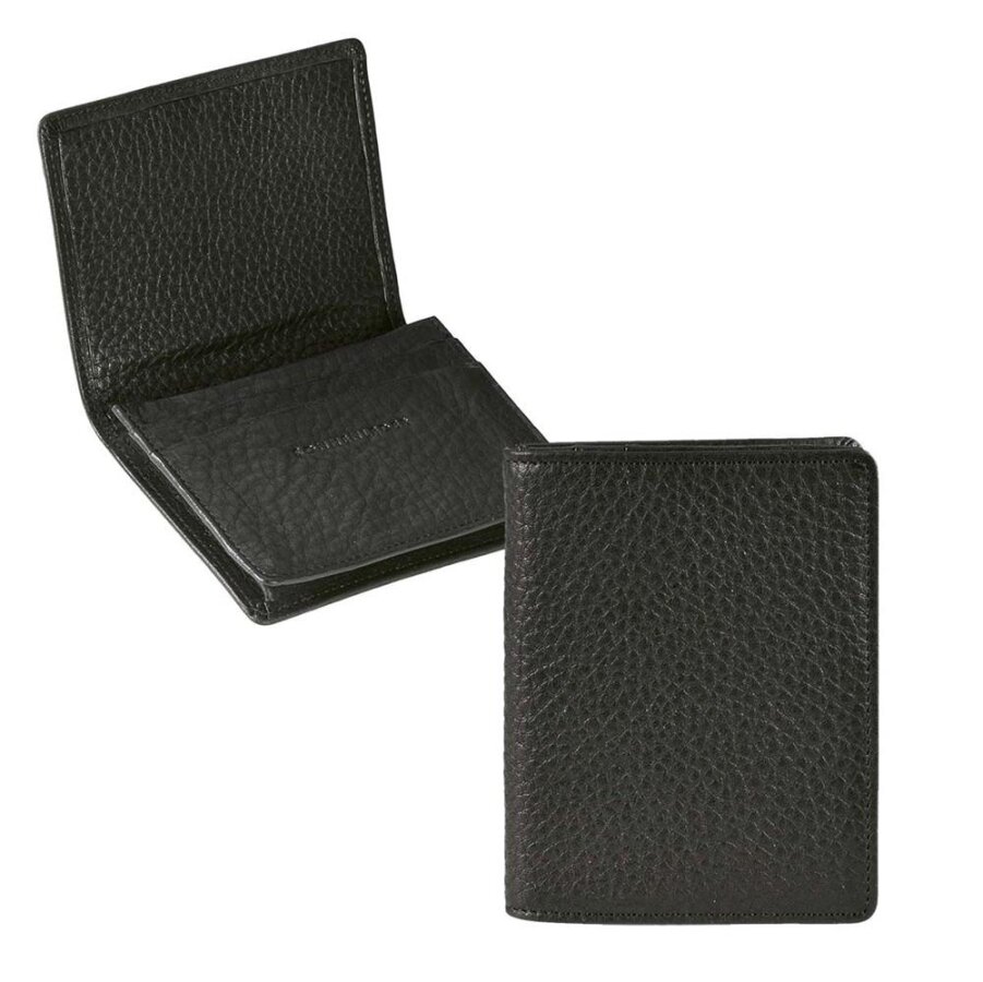 Kartenetui flach Leder schwarz 8x10cm | Sonnenleder Isar. Ein minimalistischer Organizer für Ihre Karten und Bargeld in der Hosentasche.