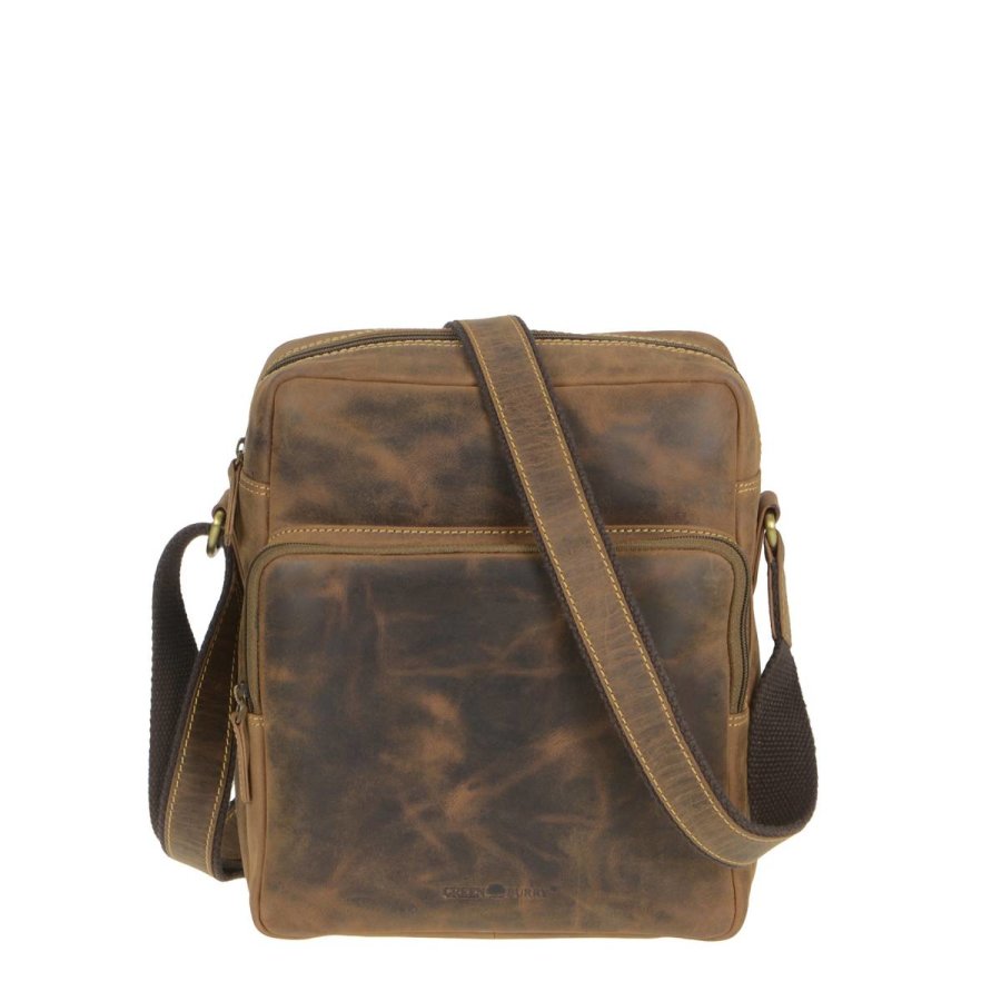 Umhängetasche Leder 24x29cm 'Vintage' antikbraun Greenburry 1654-25