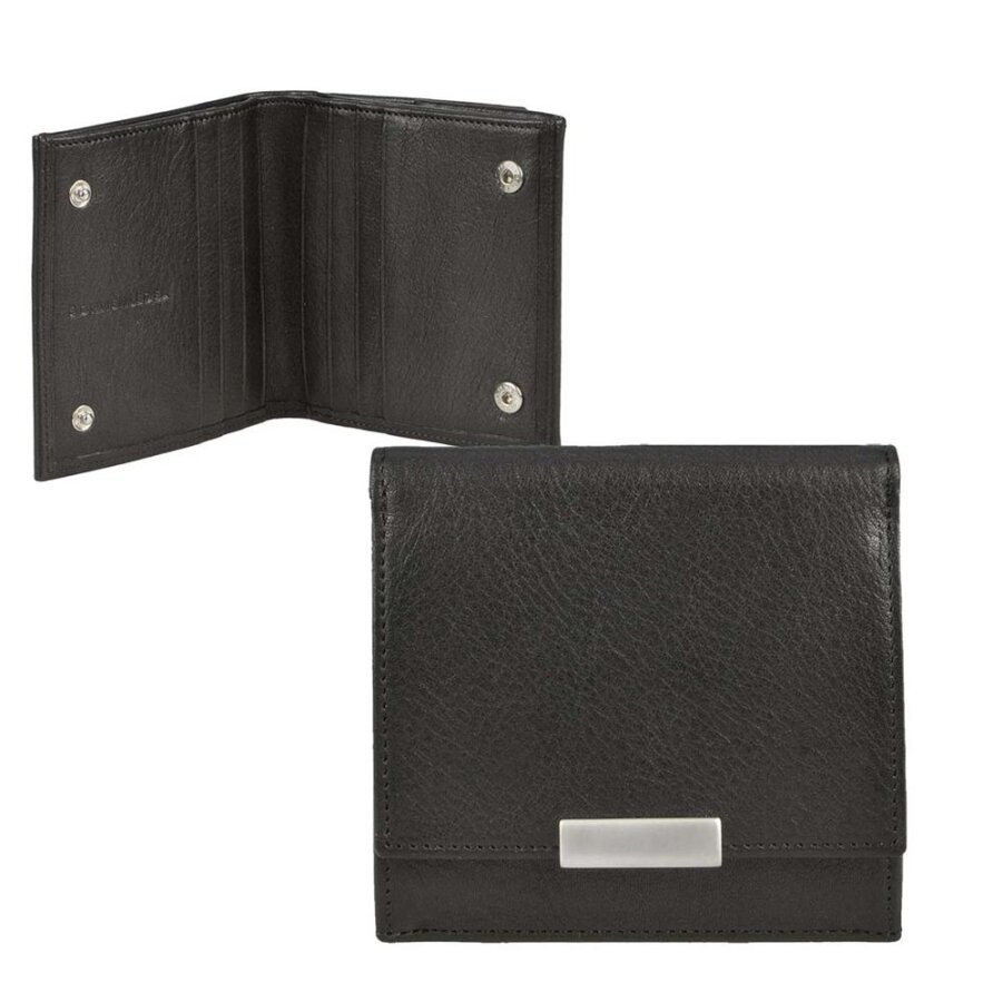 Geldbörse Wiener Schachtel Leder schwarz 10x10cm | Sonnenleder Wienfluss K. Kompakter Organizer mit 8 Kartenfächern für perfekte Übersicht.