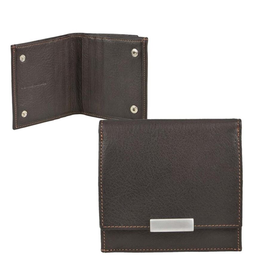 Geldbörse Wiener Schachtel Leder mocca 10x10cm | Sonnenleder Wienfluss K. Kompakter Organizer mit 8 Kartenfächern für perfekte Übersicht.