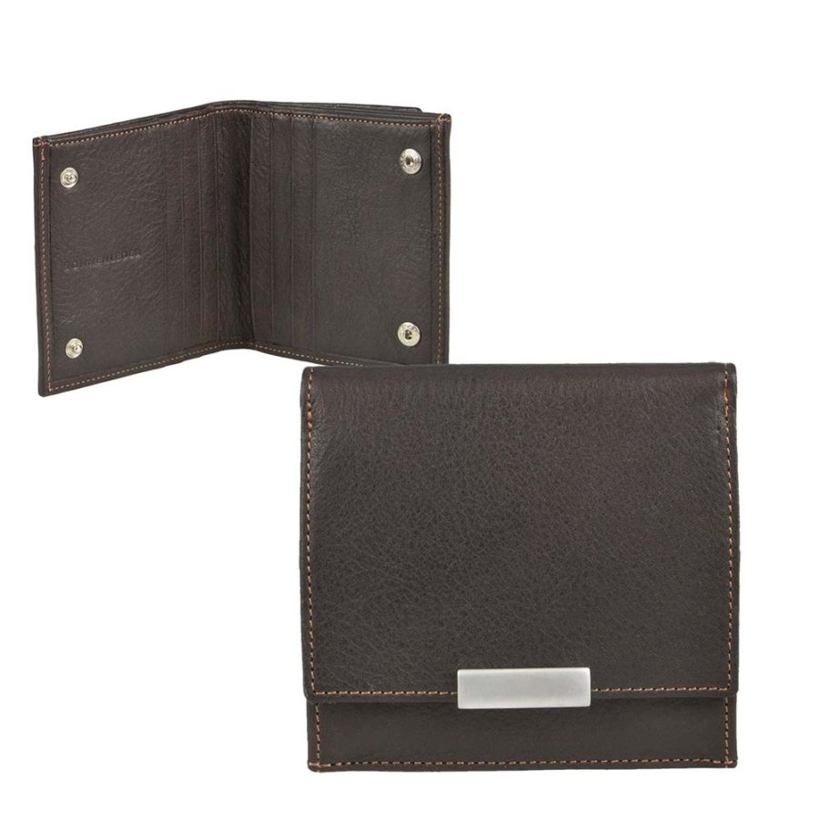 Sonnenleder Wiener Schachtel 10x10cm Leder 'Wienfluss K', Portemonnaie Herren, Geldbörse Damen, hochwertig, edel, exklusiv, mocca-braun