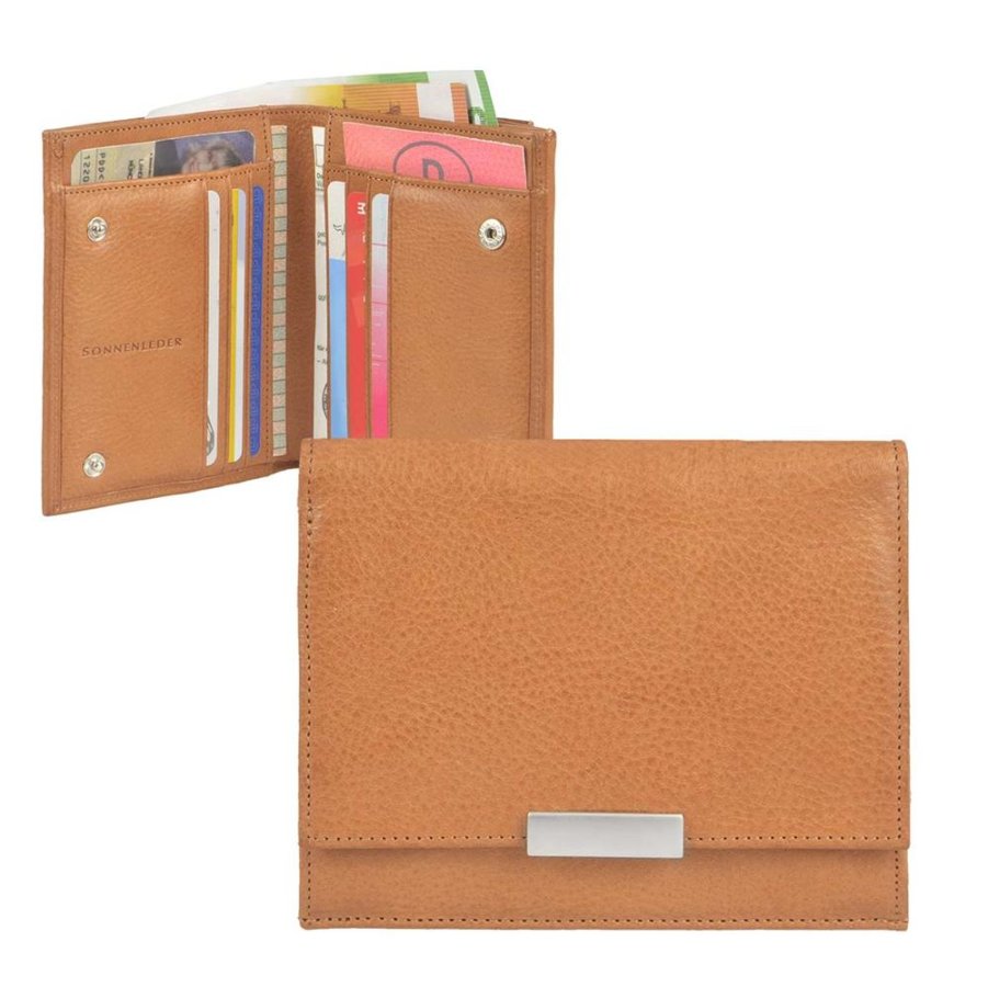 Sonnenleder Geldbörse Herren Damen Leder 12x10cm 'Wienfluss G', mit Wiener Schachtel Münzfach, hochwerties Portemonnaie, natur-braun