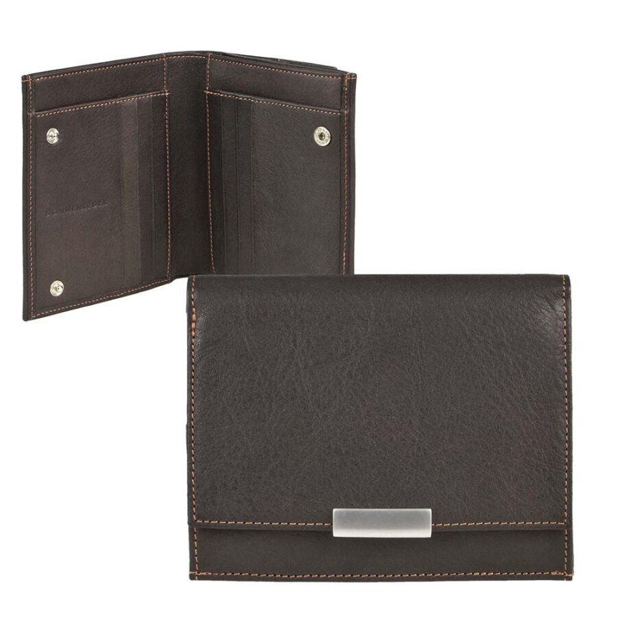 Sonnenleder Geldbörse Herren Damen Leder 12x10cm 'Wienfluss G', mit Wiener Schachtel Münzfach, hochwerties Portemonnaie, mocca-braun