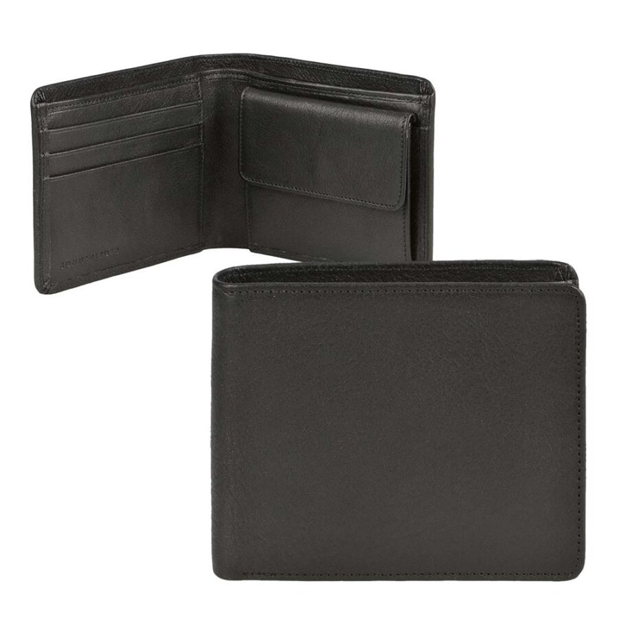 Geldbörse Herren 3 Kartenfächer Leder schwarz 11x9cm | Sonnenleder Spree. Ein zeitloser Organizer für Ihre Finanzen in hochwertiger Verarbeitung.