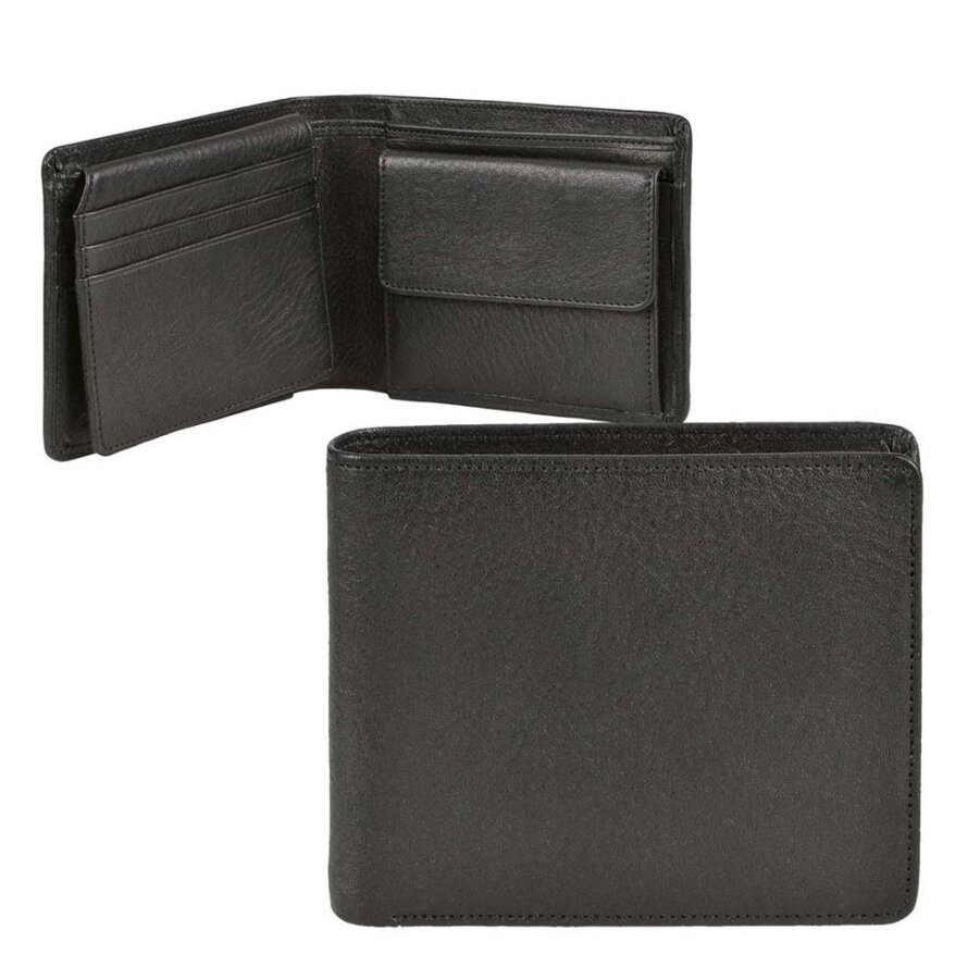 Geldbörse 8 Kartenfächer Leder schwarz 11x9cm | Sonnenleder Lech. Ein klassischer Organizer für Ihre Finanzen und Karten im praktischen Querformat.