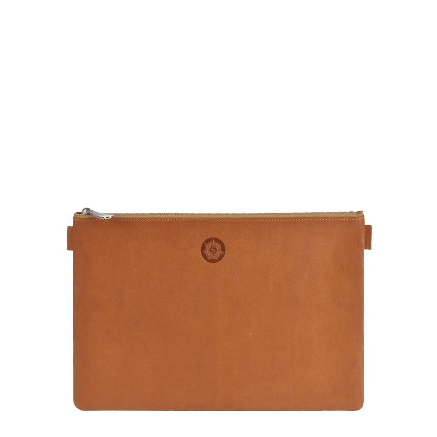 Banktasche für Belege Leder naturbraun 25x17cm | Sonnenleder Weill. Ein sicherer Organizer für Dokumente und Bargeld in Büro, Bank und auf Reisen.