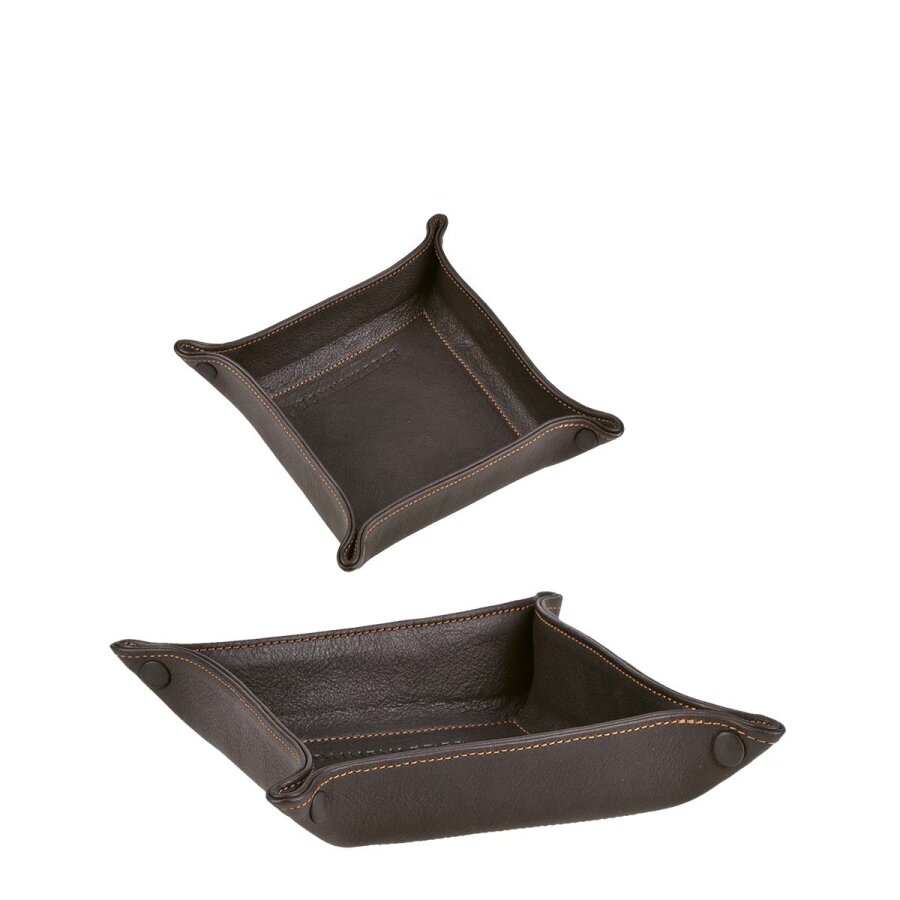 Taschenleerer Leder mocca 20x20cm | Sonnenleder S Valet Tray. Stilvolle Ablageschale für Schlüssel und Smartphone im Eingangsbereich und Büro.