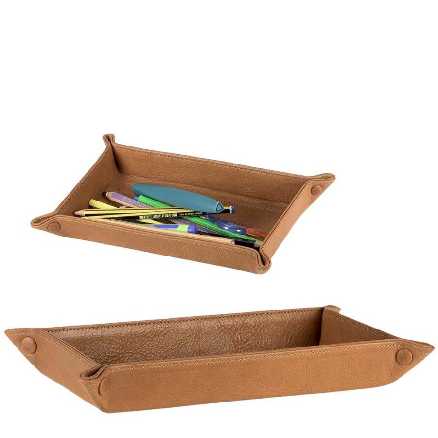 Schlüsselschale Leder 27x16cm 'Taschenleerer' naturbraun Sonnenleder