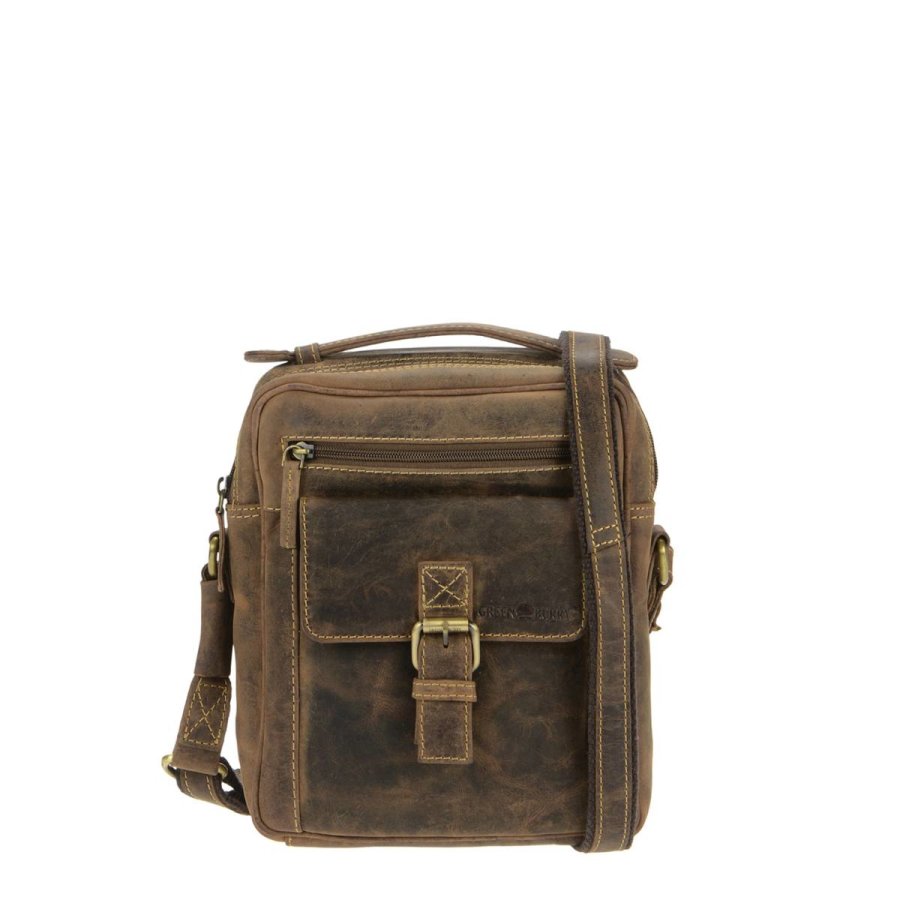 Umhängetasche Leder 23x26cm 'Vintage' antikbraun Greenburry 1664-25