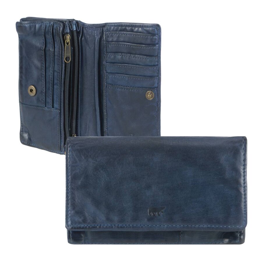 Geldbörse Damen Leder dunkelblau mit vielen Kartenfächern (14) und RFID Schutz | Bear Design Portemonnaie Emma CL782