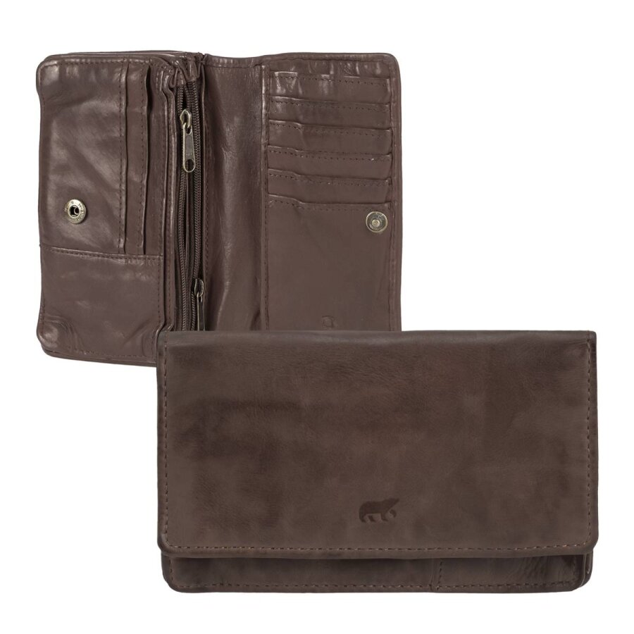 Geldbörse Damen Leder braun mit vielen Kartenfächern (14) und RFID Schutz | Bear Design Portemonnaie Emma CL782