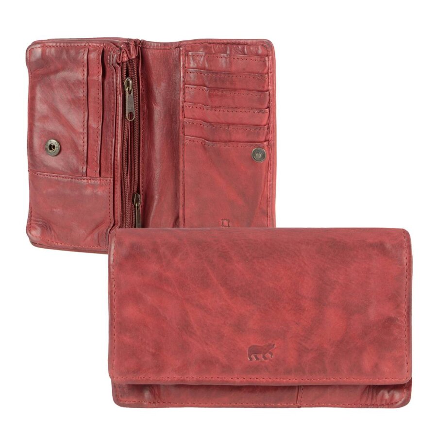 Portemonnaie Leder 15x9cm mit 14 Kartenfächern 'Emma' rot Bear Design CL782-red