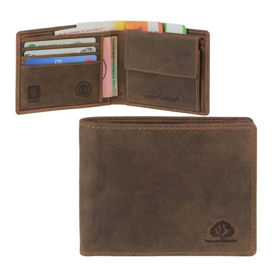 Geldbörse Leder 12x9cm mit RFID Schutz 'Vintage' antikbraun Greenburry 1705A-RFID-25