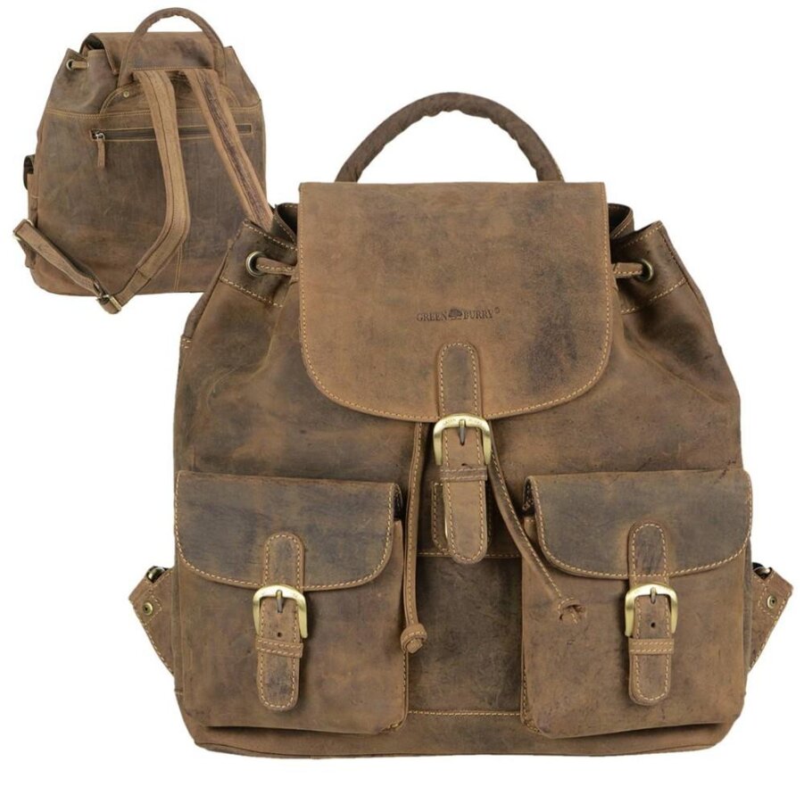 Großer Bestseller Lederrucksack für A4-Ordner im Hochformat | Greenburry Vintage L. Die strukturierte Fächeraufteilung für Ihren geordneten Tag im All