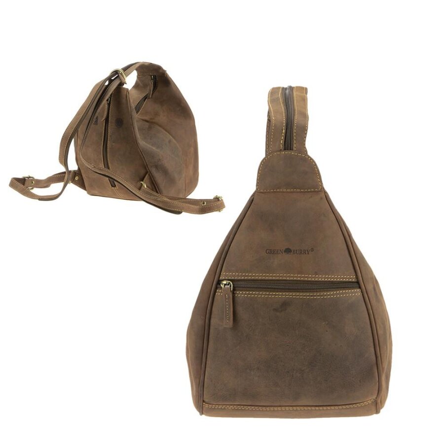 Greenburry Damen Rucksack & 2in1 Tasche | Leder antikbraun