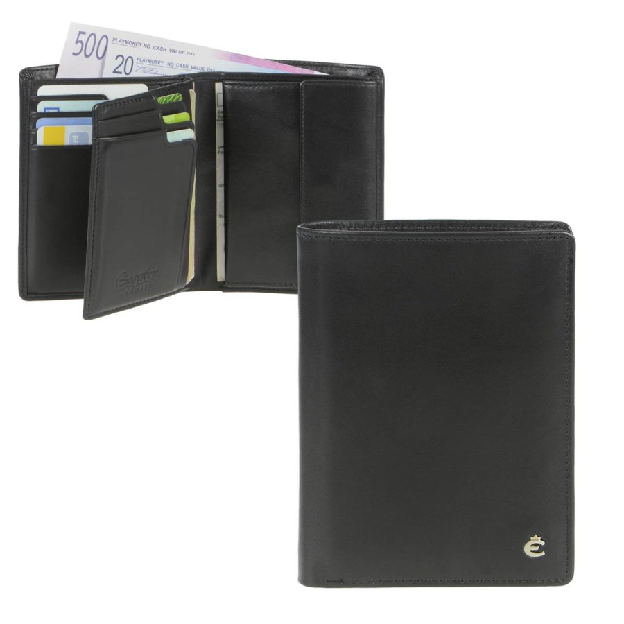 Geldbörse Leder 9x12cm mit 14 Kartenfächern 'Harry' schwarz Esquire 0469-49