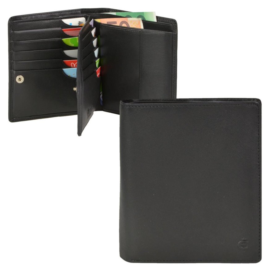 Geldbörse Leder 11x12cm mit 16 Kartenfächern 'Logo' schwarz Esquire 0476-10-00