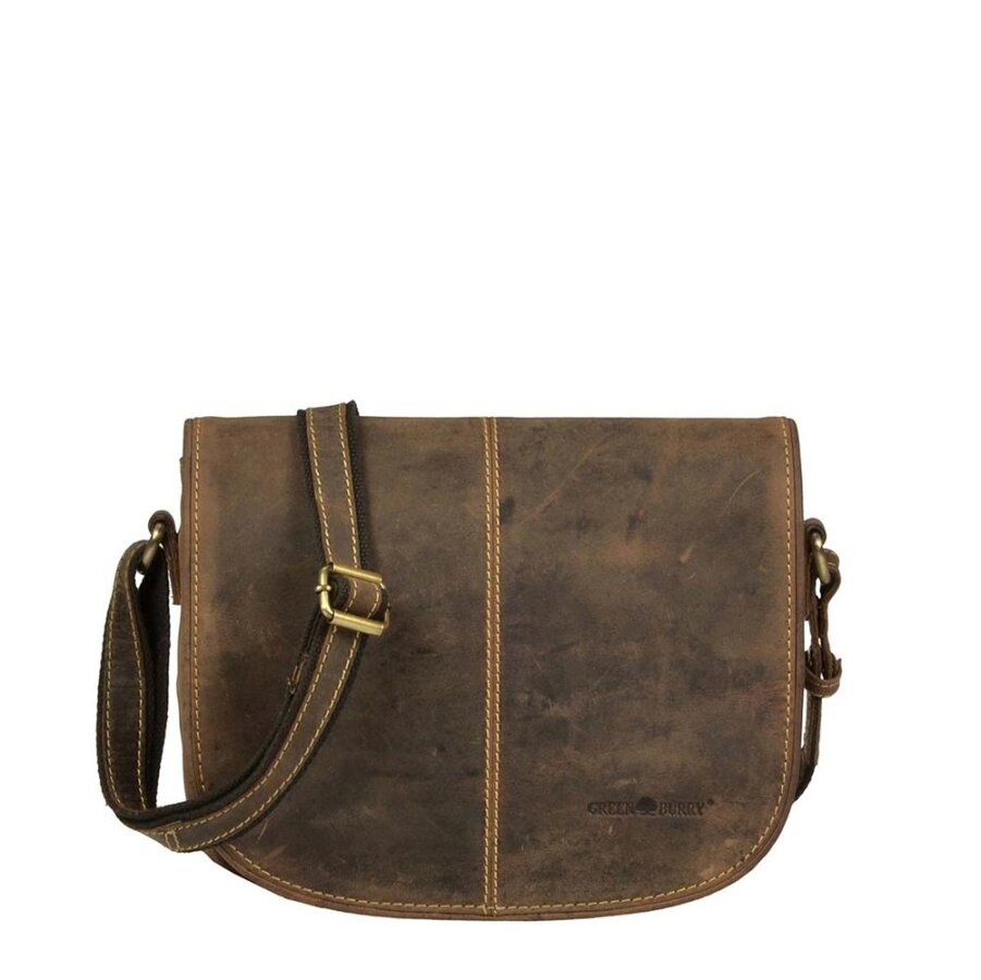 Greenburry Damen Umhängetasche Vintage Saddle Bag | Leder antikbraun