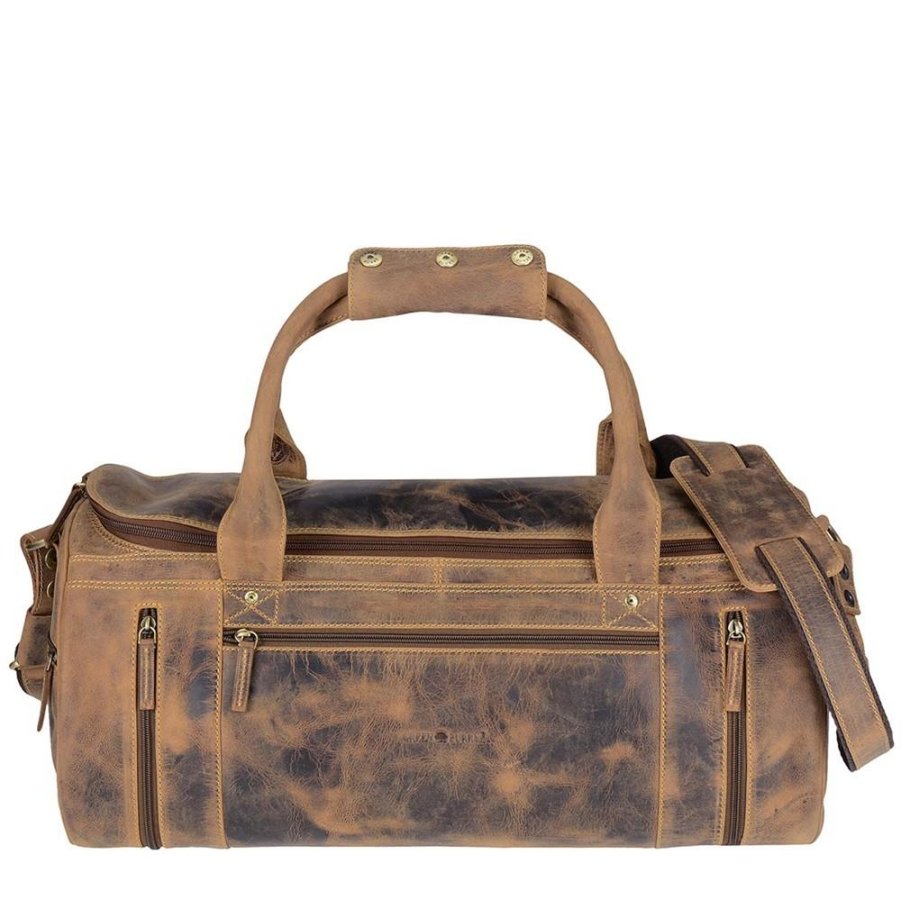 Greenburry Reisetasche Leder kleiner Weekender 50x24cm 'Vintage' antikbraun , Sporttasche für Damen und Herren, Reiserolle