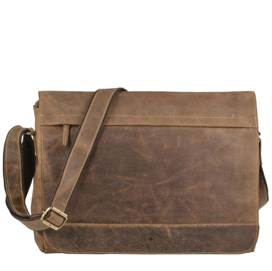 Greenburry Messenger Bag Vintage Notebook & A4 | Leder antikbraun