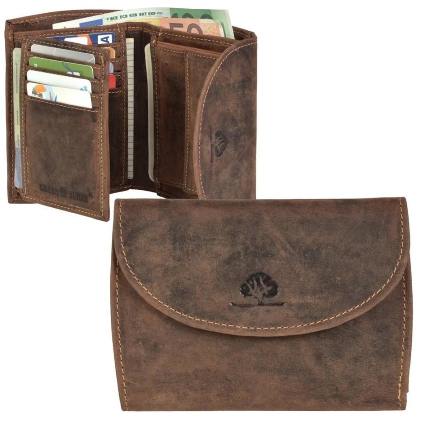 Geldbörse Leder 13x9cm 'Vintage' antikbraun Greenburry 1772A-25
