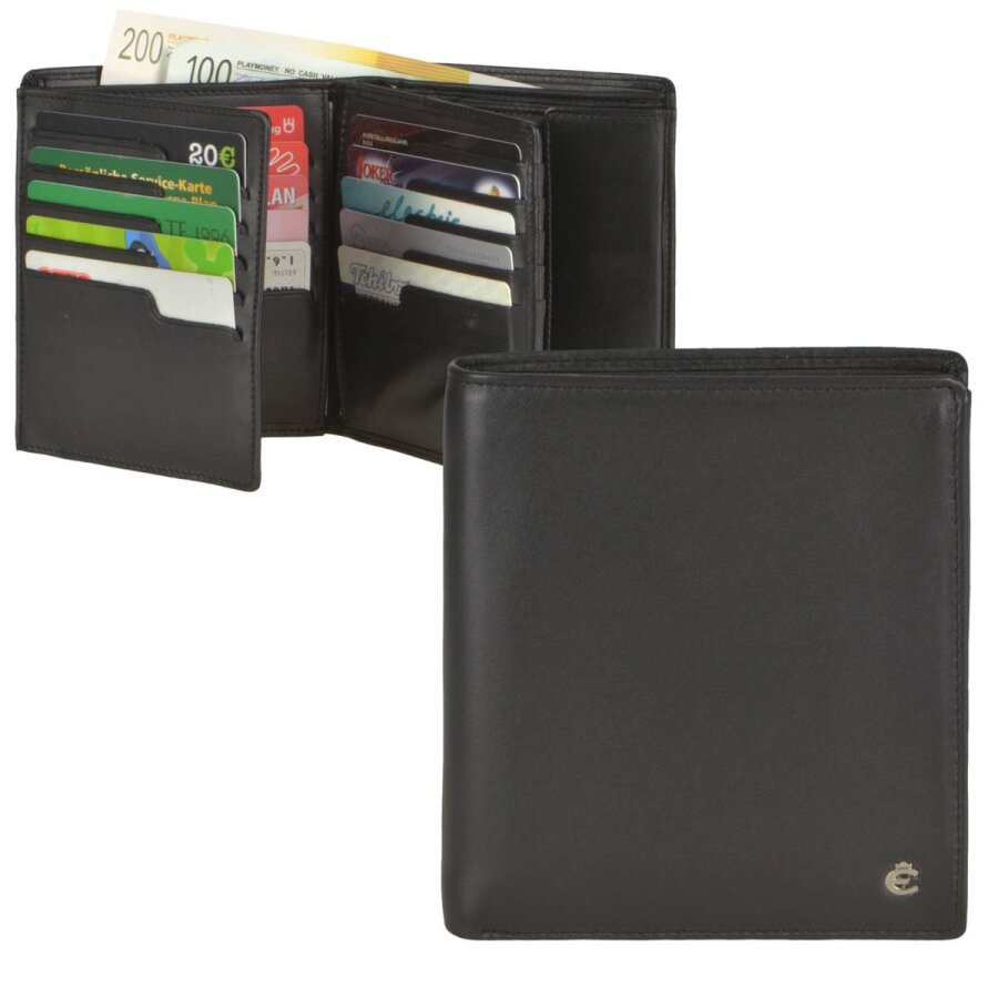 Geldbörse Herren 25 Kartenfächer RFID Schutz Harry – Leder schwarz | Esquire Portemonnaie für Männer 0479-49