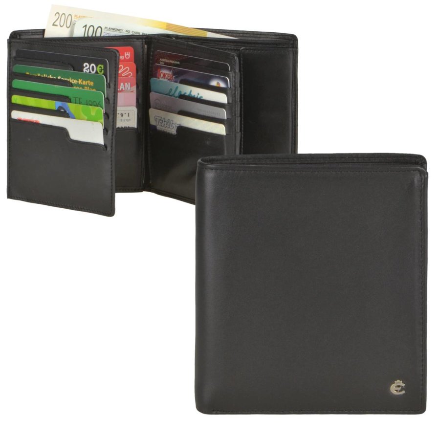 Geldbörse Leder 11x12cm mit 25 Kartenfächern 'Harry' schwarz Esquire 0479-49