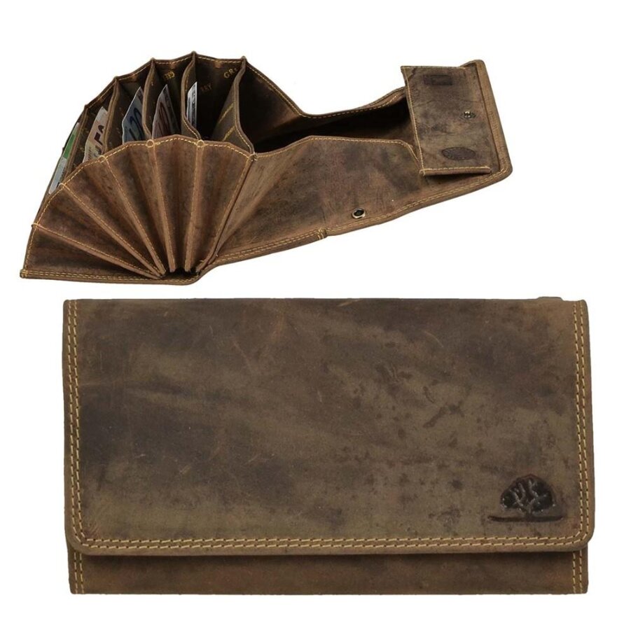 Greenburry Kellnerportemonnaie extra stark 17,5x10x4cm Leder antik braun | Professionelle Kellnerbörse für Gastronomie und Marktstand. Robust und lang