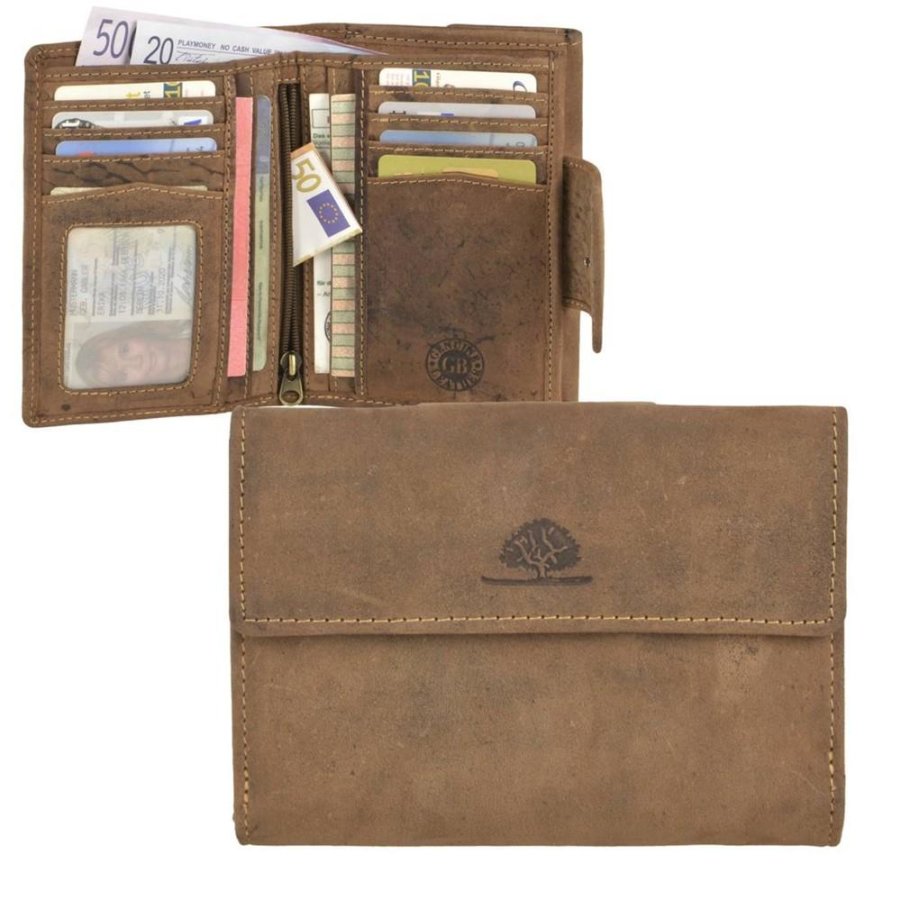 Geldbörse Leder 14x10cm 'Vintage' antikbraun Greenburry 1790-25