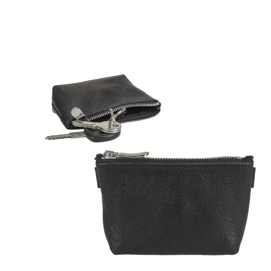 Schlüsseletui sicher verstaut Leder schwarz 12x7cm | Sonnenleder Mendelssohn. Eine sichere Aufbewahrung für Ihre Schlüssel in Tasche und Rucksack.