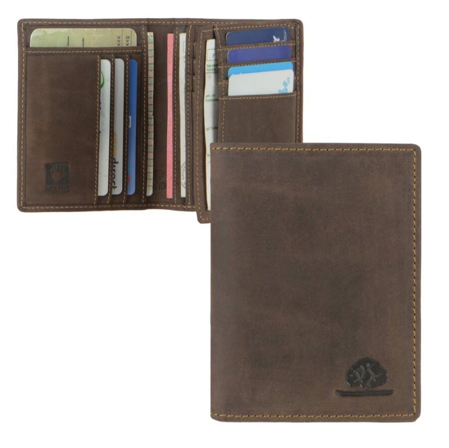Ausweisetui mit RFID Schutz Leder antikbraun 9x12cm | Greenburry Vintage Kartenetui und RFID Portemonnaie für eine sichere Aufbewahrung Ihrer Dokument