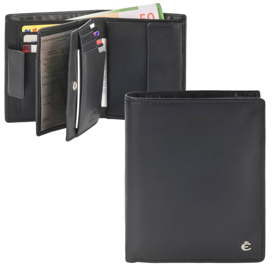 Geldbörse Herren 14 Kartenfächer RFID Schutz Harry – Leder schwarz | Esquire Portemonnaie für Männer 0483-49