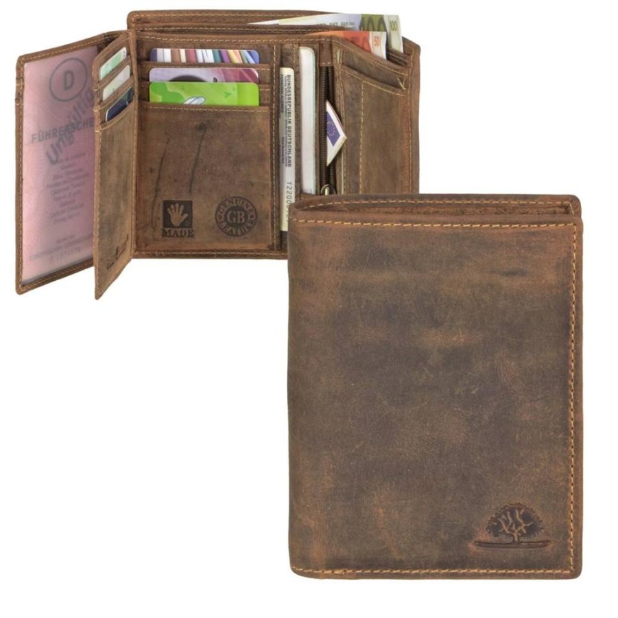 Geldbörse Leder 10x12cm 'Vintage' antikbraun Greenburry 1796A-25