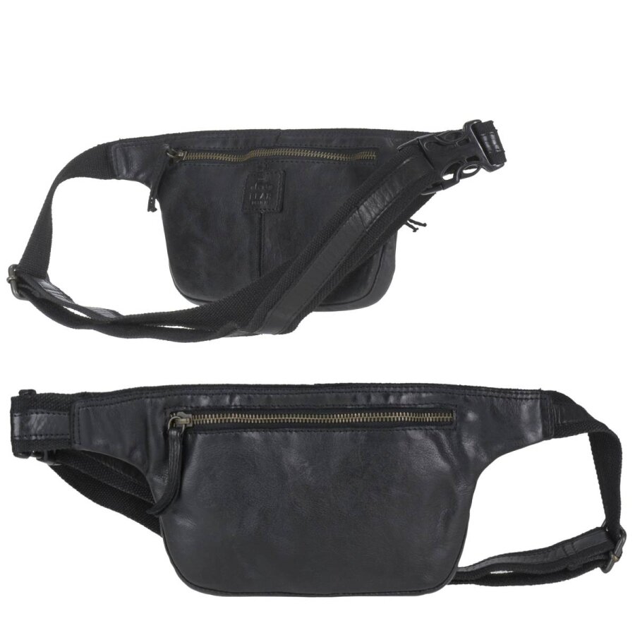 Bear Design Bauchtasche Leder Damen weich Cow Lavato | schwarz