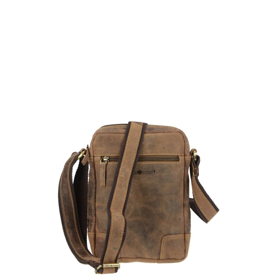 Greenburry Herren Umhängetasche Leder Vintage S | antikbraun