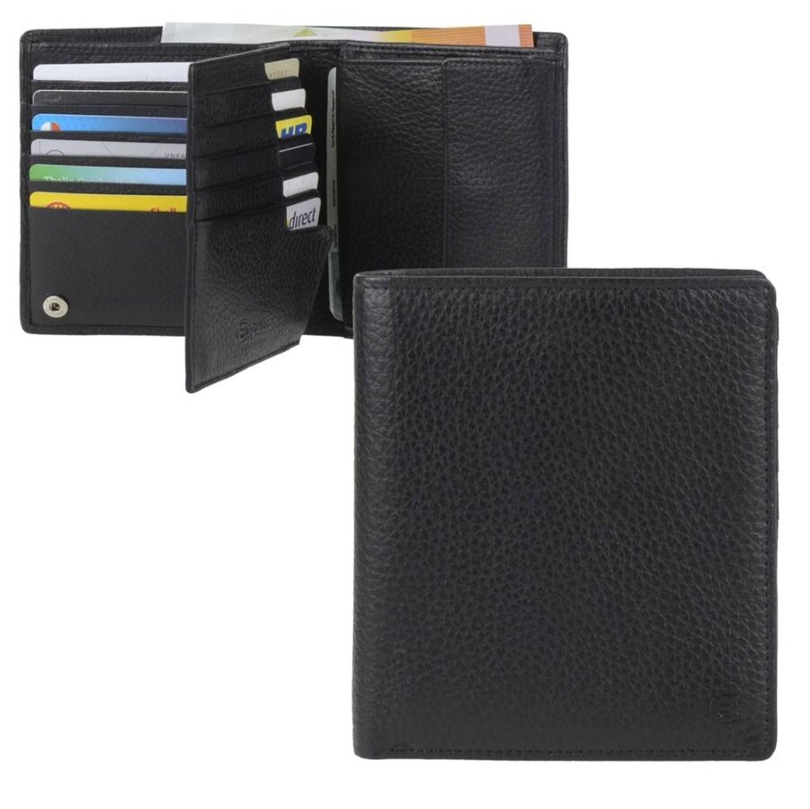 Geldbörse Herren 16 Kartenfächer RFID Texas – Leder schwarz | Esquire Portemonnaie Hochformat mit vielen Fächern für Männer 0477-27